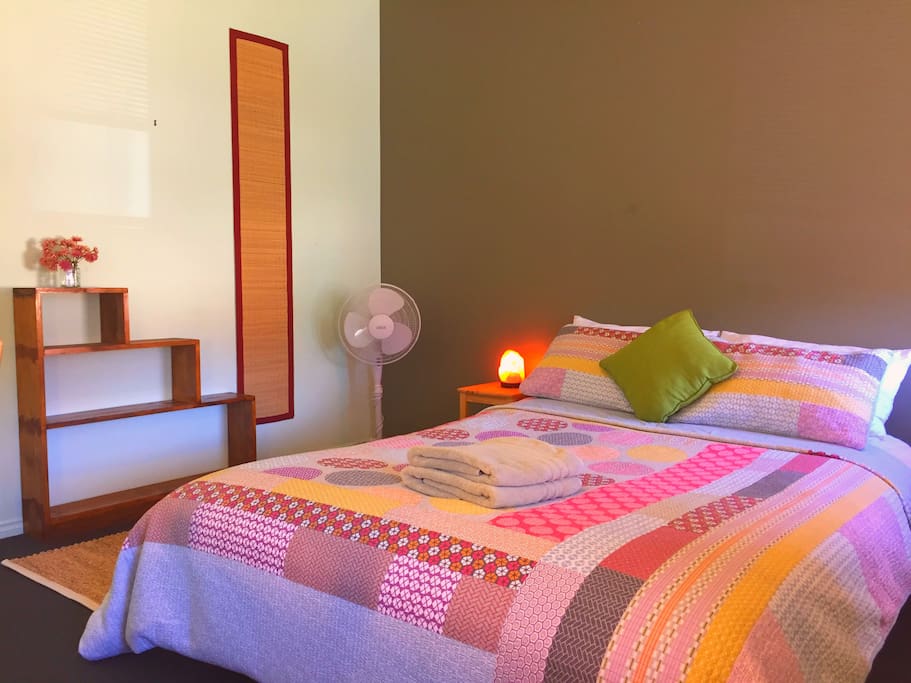 Your room - has queen size bed, heater, 2 windows and built in robes