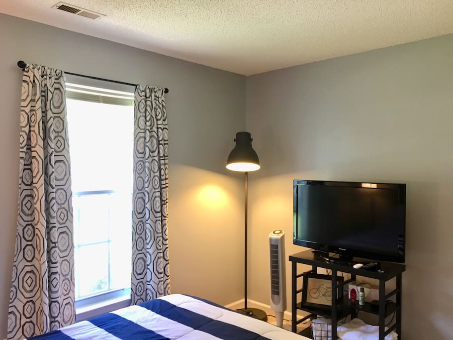 The room is equipped with a 37" TV plus an Apple TV to watch basic cable, Netflix, or SlingTV
