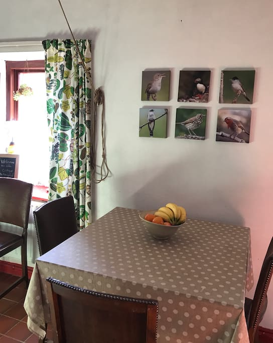 Dining table in the main room.