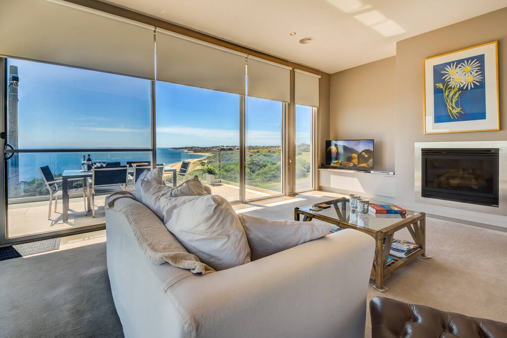 Upstairs living area with views