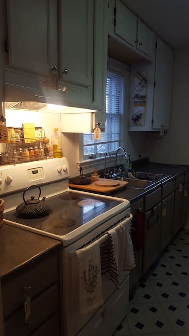 Full kitchen with lots of small appliances available for your use.