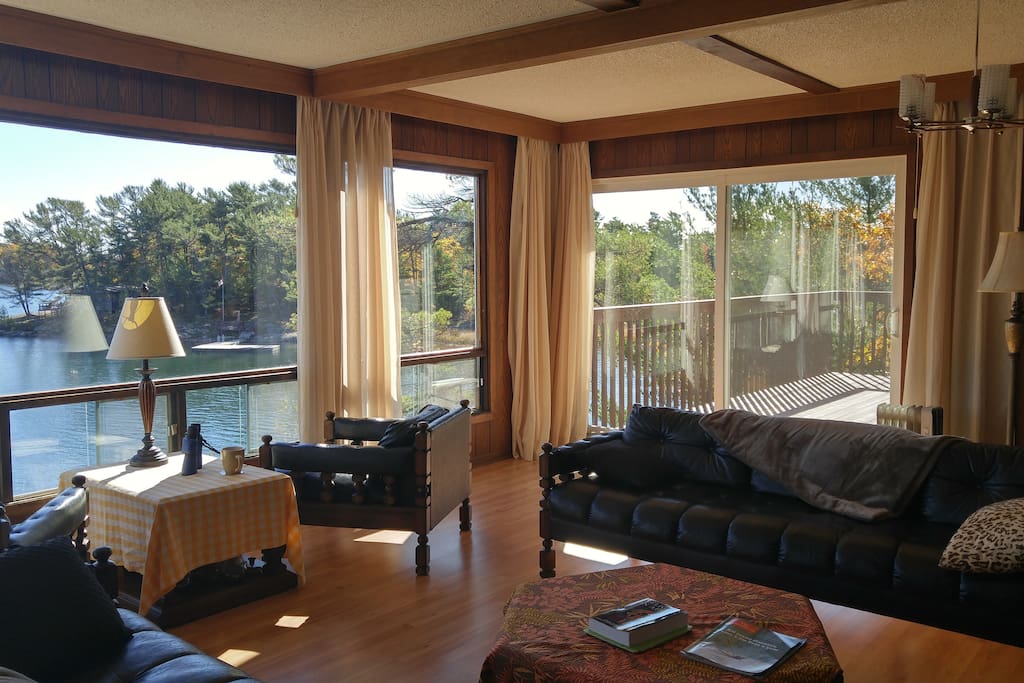 Many great spots for sitting--in groups or alone on one of three decks