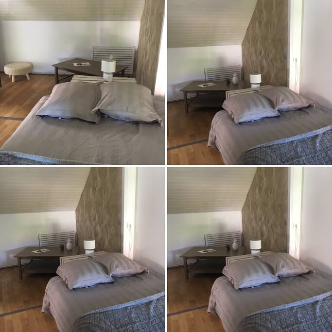Chambre avec lit double et place pour installer un lit bébé