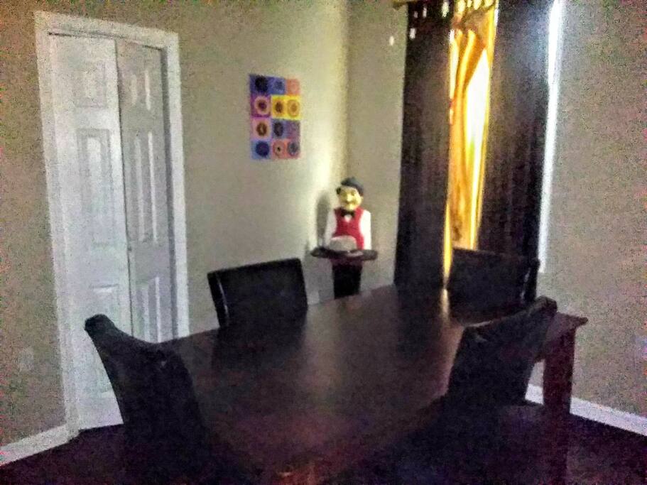 dining and workspace area
