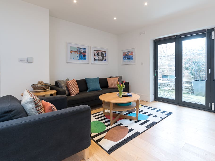 The open-plan living area.
