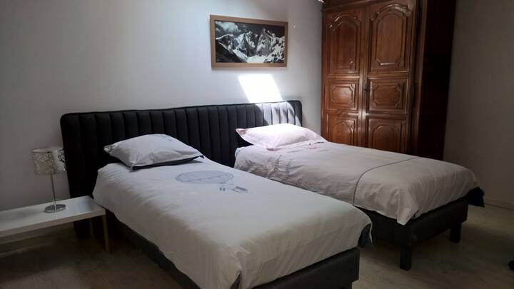 dhomë gjumi në çati me dy krevate tek