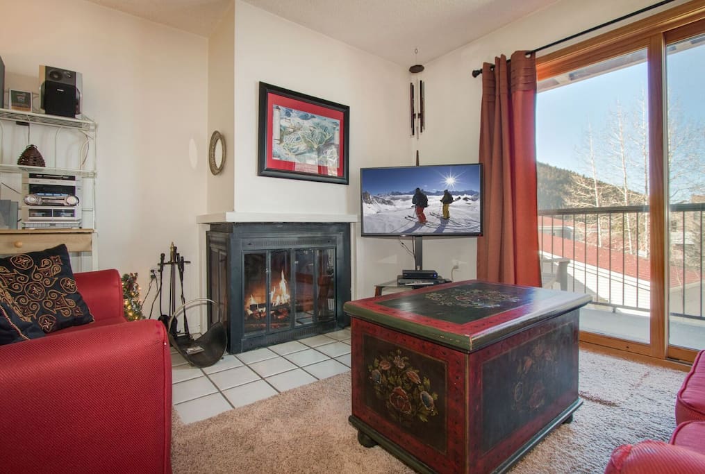 Gas fireplace in living area