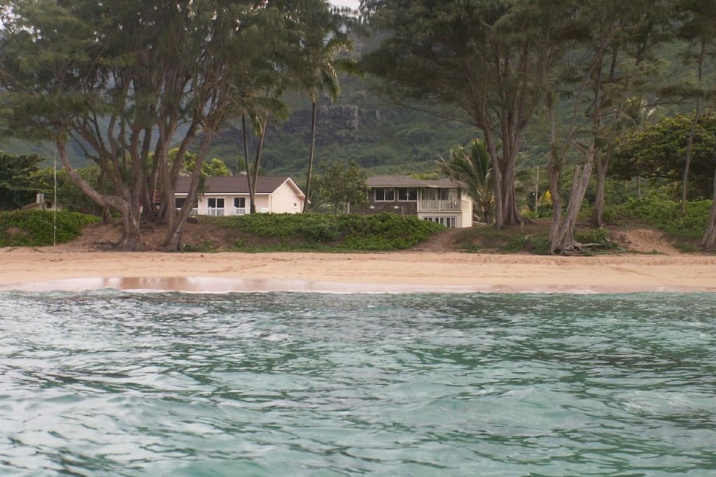 View of the house (on the right) from the ocean. Very tropical!
