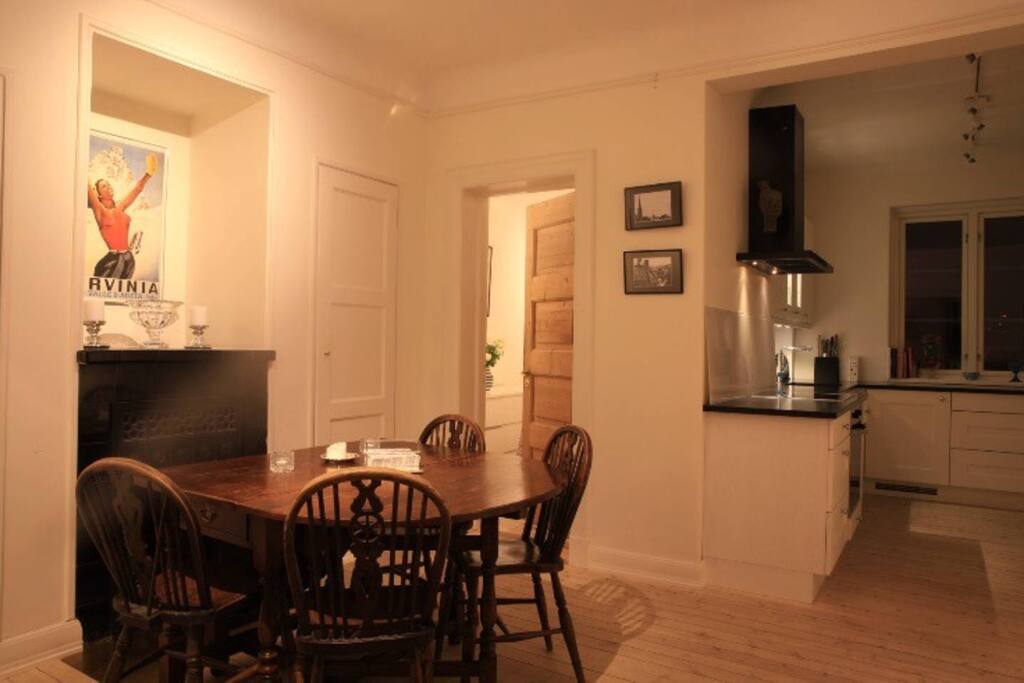 Dining room with a modern kitchen