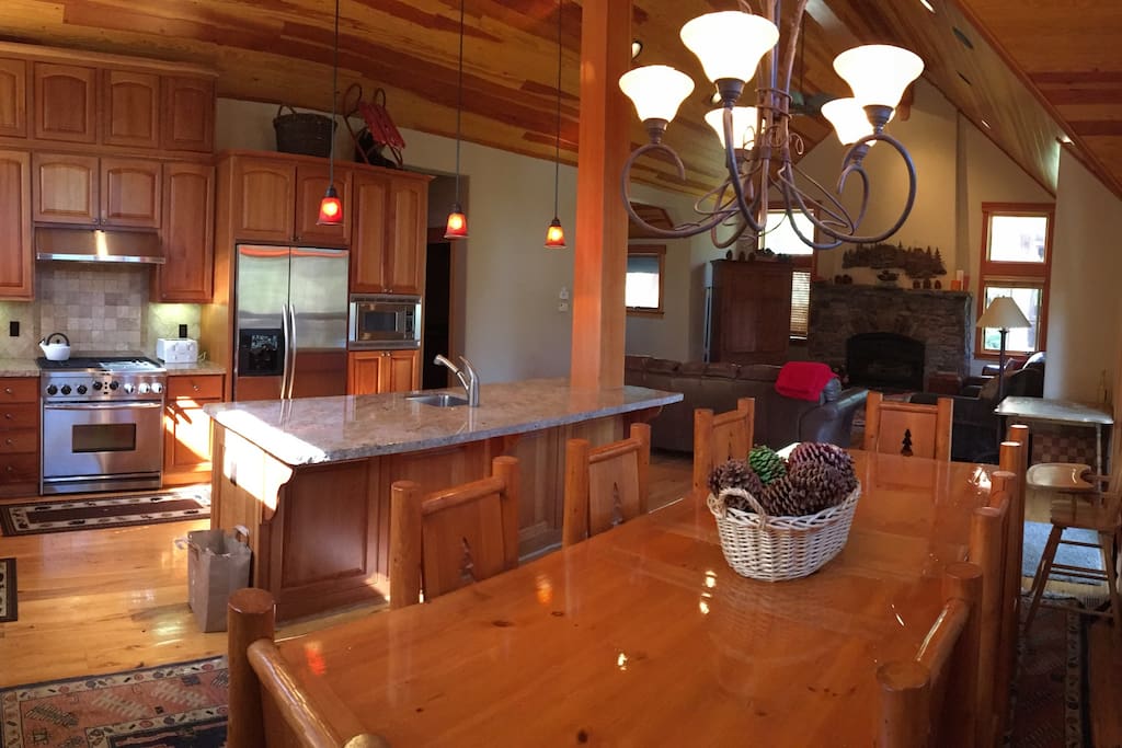 Open floor plan great for cooking together and eating together while friends and family are close be in the attached living room