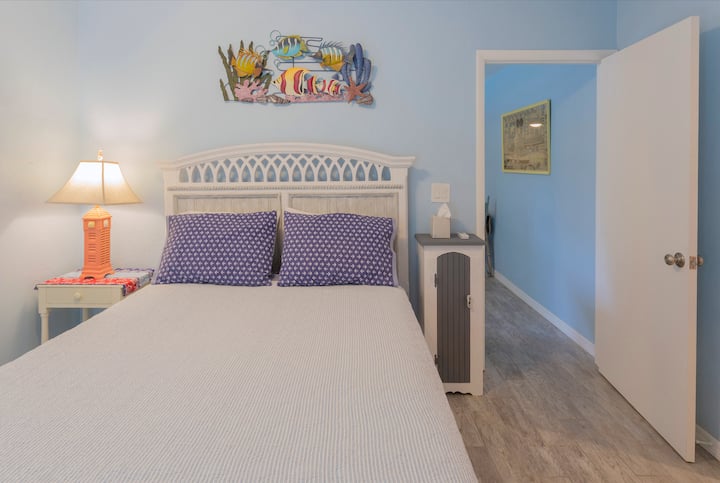 Bedroom includes super comfy queen size bed,
