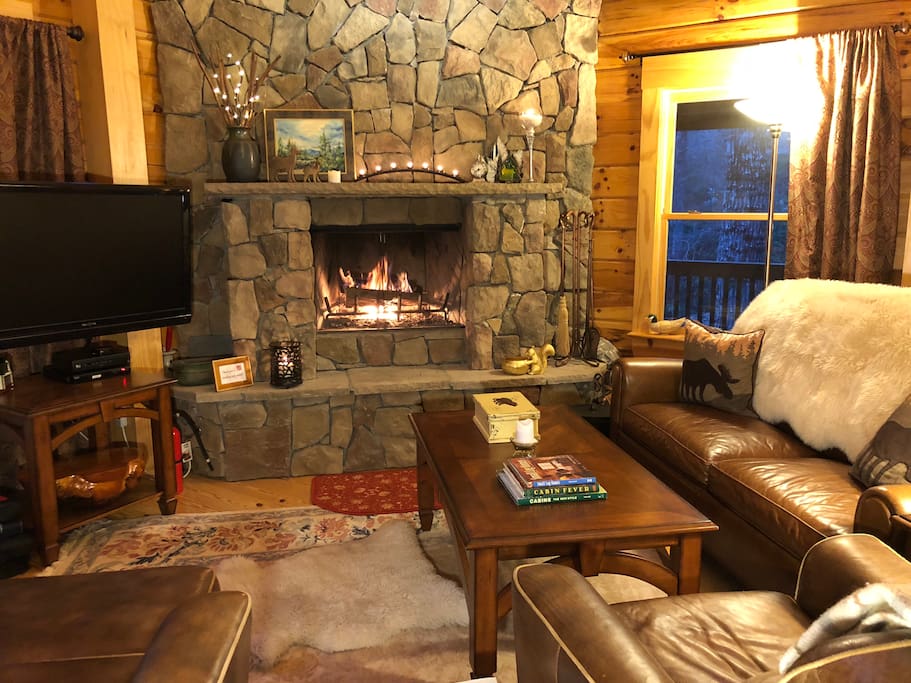 Wood burning fireplace