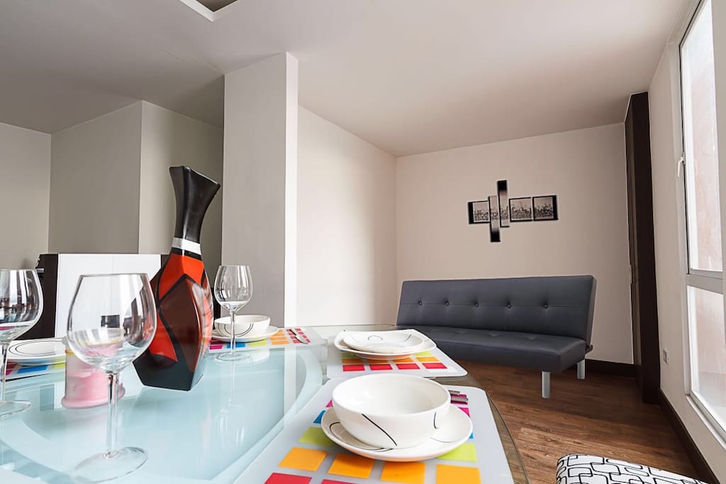 Dining and Living Areas with view overlooking the city.