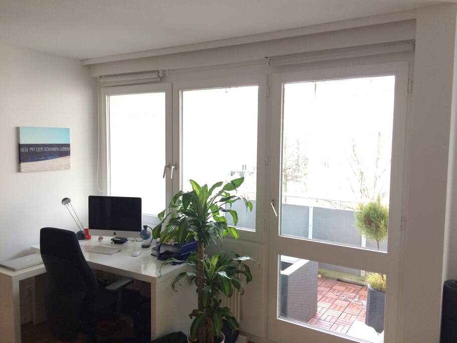 Desk and balcony