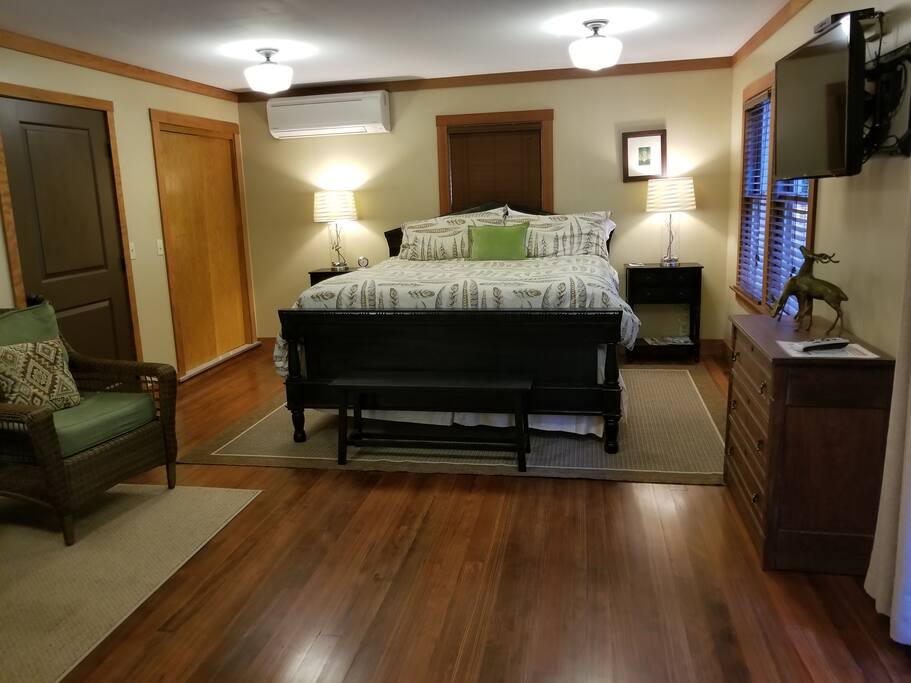Cal-King bed and living area
