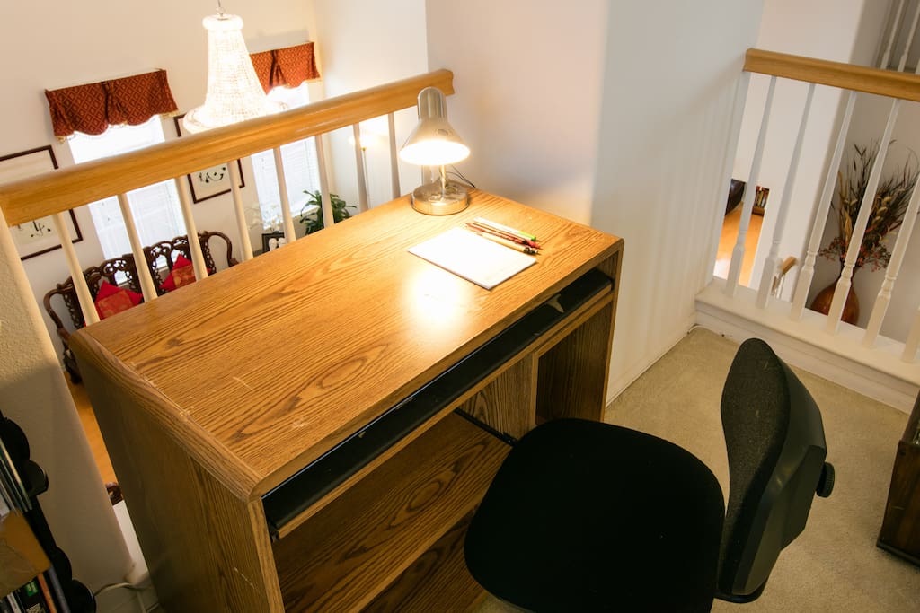 Second floor's loft with desk