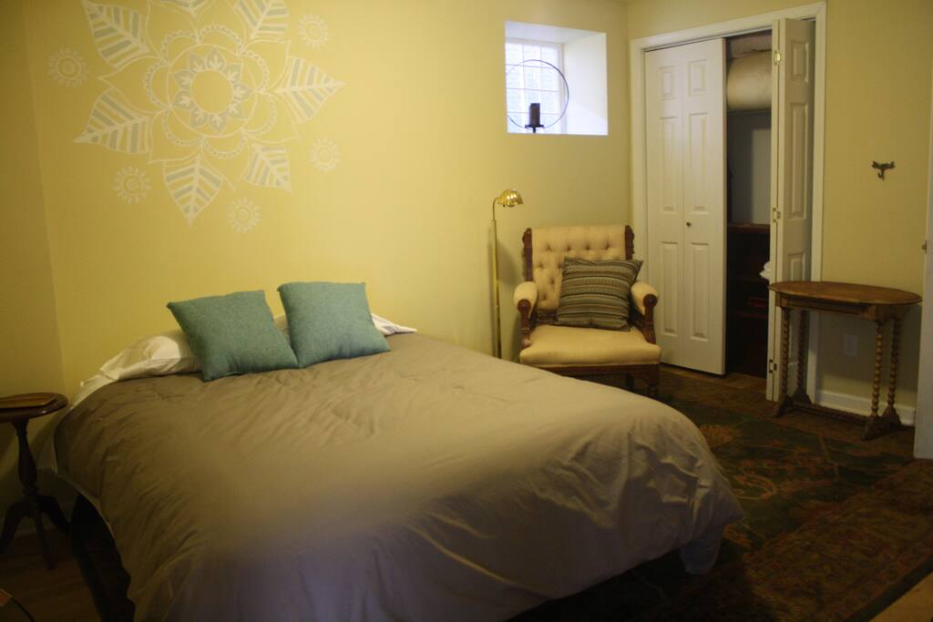 Comfy bed in peaceful room
