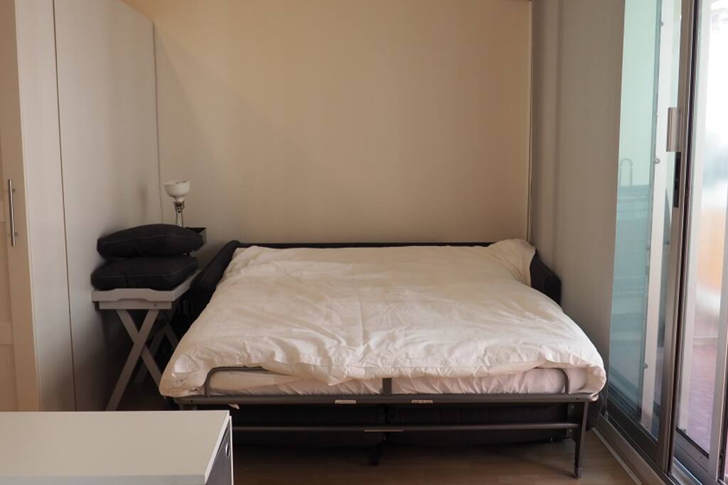 Living area sofa bed open