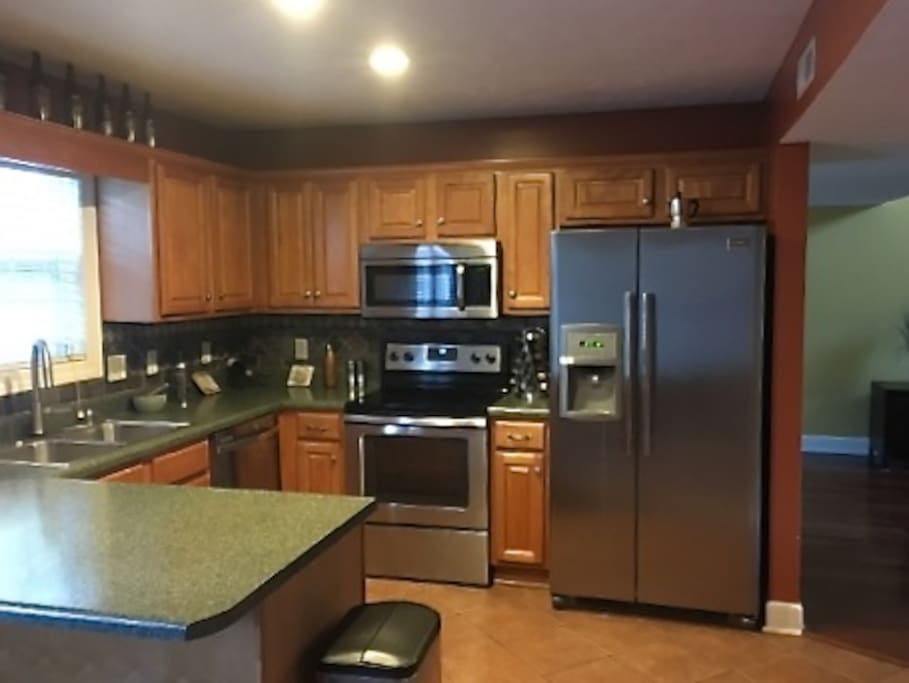 Spacious kitchen with stainless steel appliances