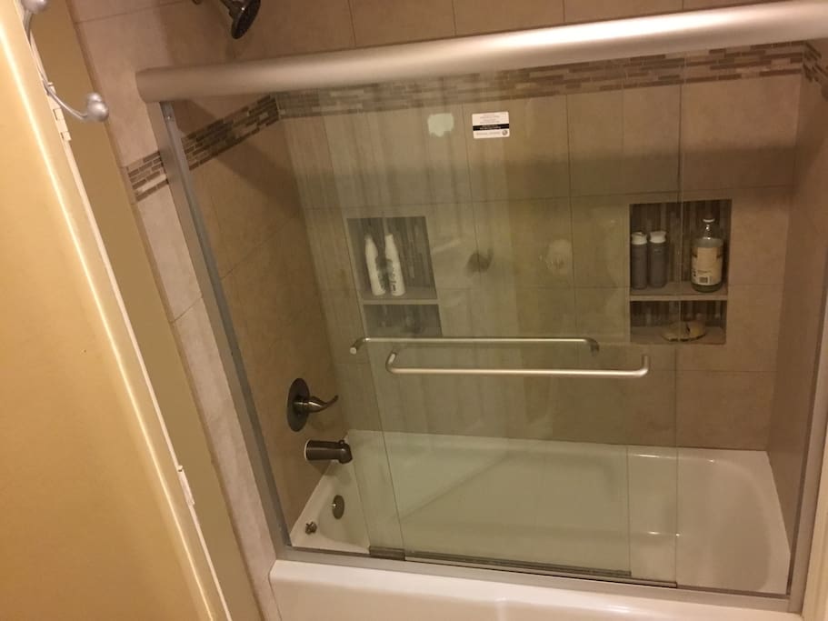 This is a clean, shared toilet and shower