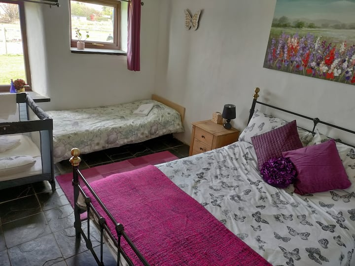 غرفة نوم بسرير فردي وسرير أطفال مضاف 