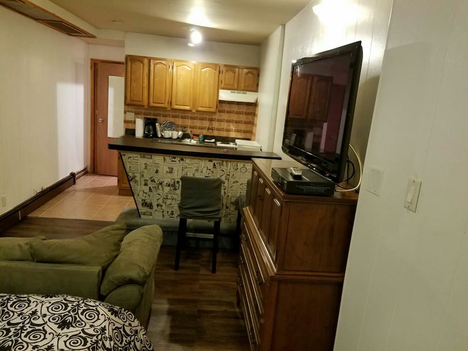 you will have your own kitchen to cook and bar to have a cold one.