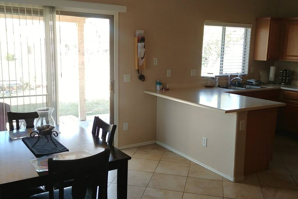 Clean stocked kitchen, just look in the cabinets for what you need..