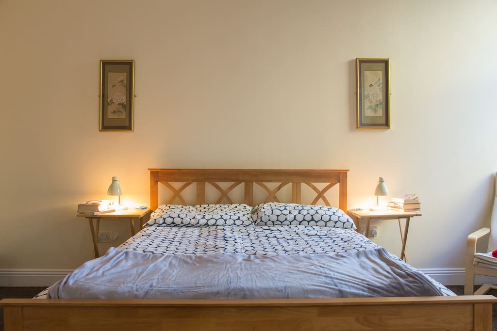 King size bed in bedroom