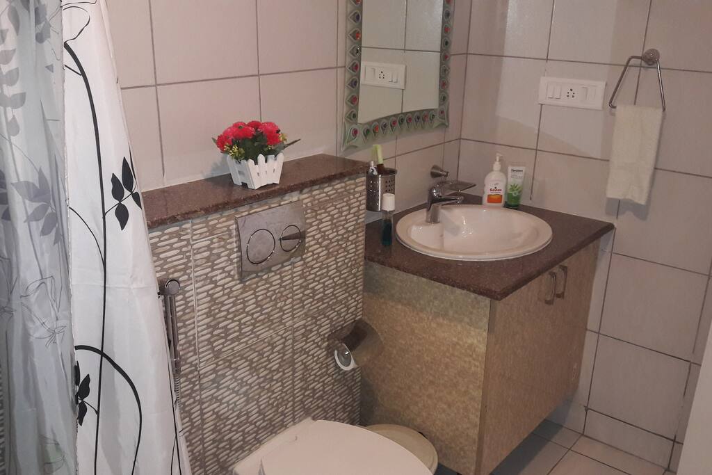 Attached bath with hot
shower