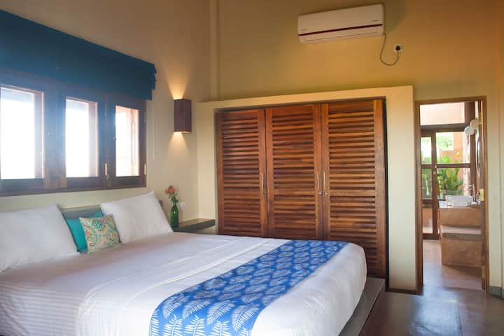 Our blue room-- located upstairs in the villa, it's the coziest room we've got.