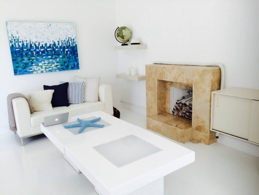 Lounge area with fireplace