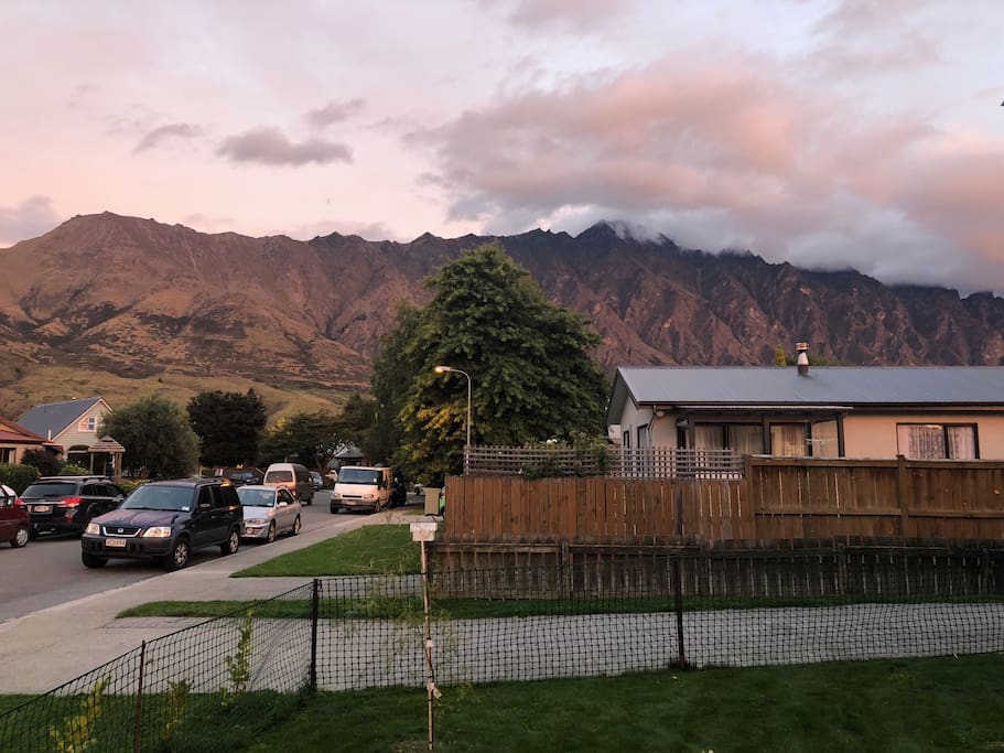Evening view of the Remarkable Mountain range from the front lawn.