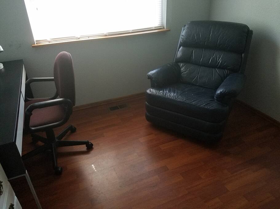 desk and sitting area