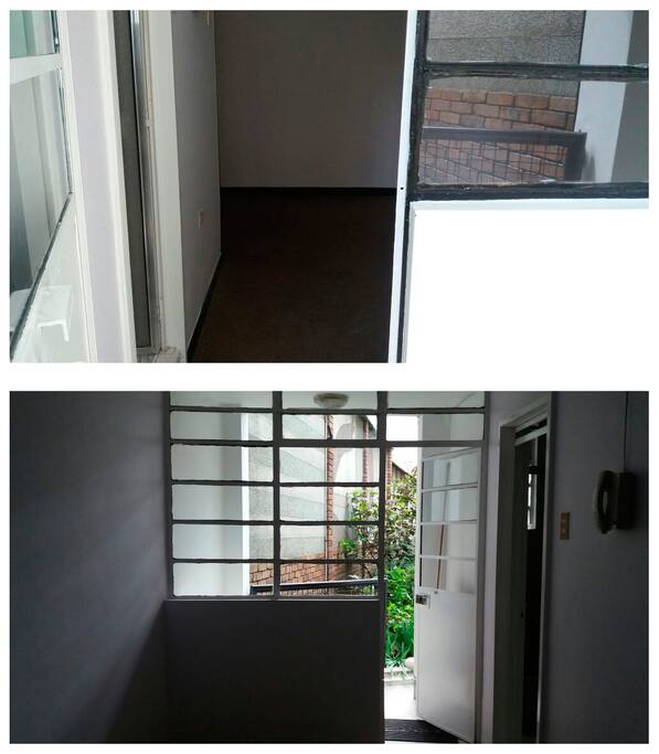 Entrada y vista al exterior desde la habitación.