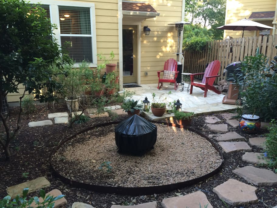Fire pit in the back yard