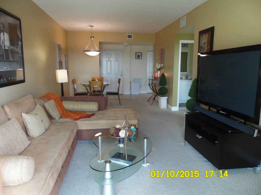 60"+ television with access to basic cable + Free wifi