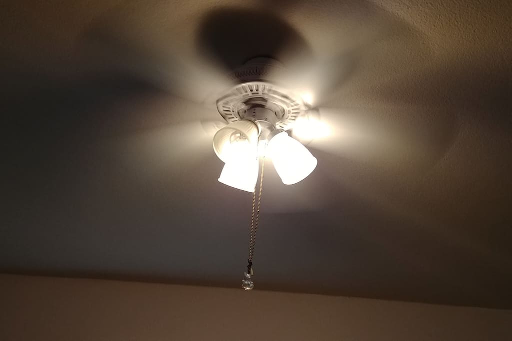 Ceiling fan to keep you cool.