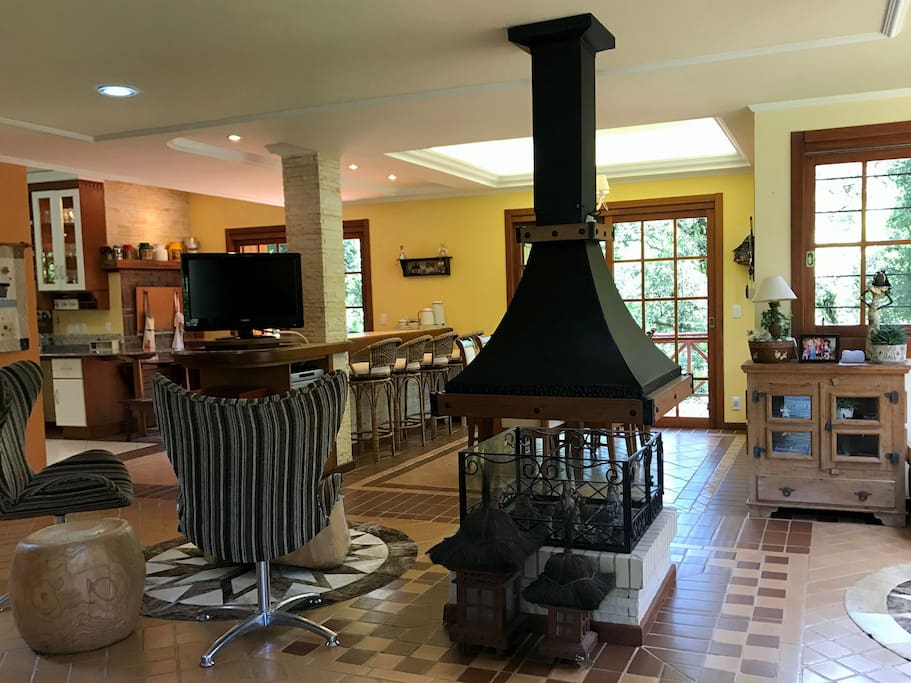 Ambiente Integrado, sala, cozinha e sala de jantar