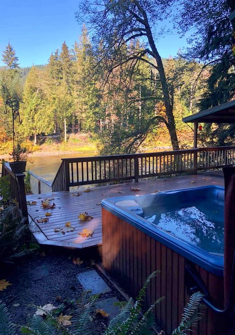 Riverfront hot tub
