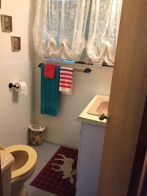 2 piece bath, no shower in this cottage but campground shower is nearby, the cost is 25 cents