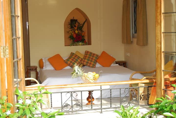 The master bedroom as seen from the garden