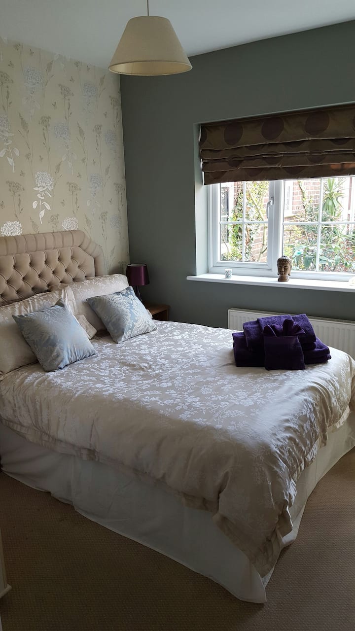 阳光明媚的双人卧室。