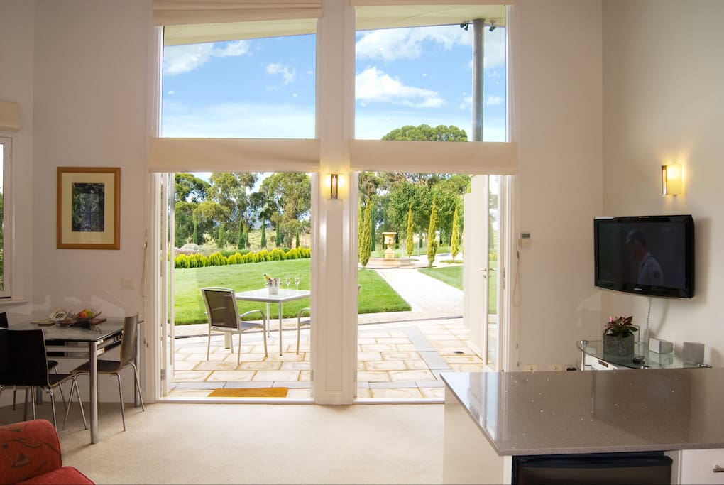 Lounge room interior and patio