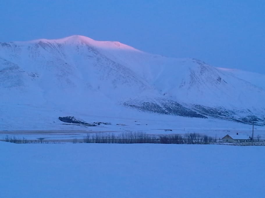 The first sunlight in januar 2016 and the wive from the camper
