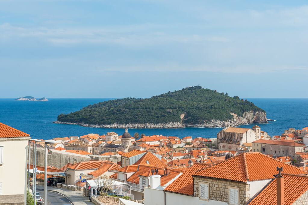 The view from the balcony overlooking the island of Lokrum