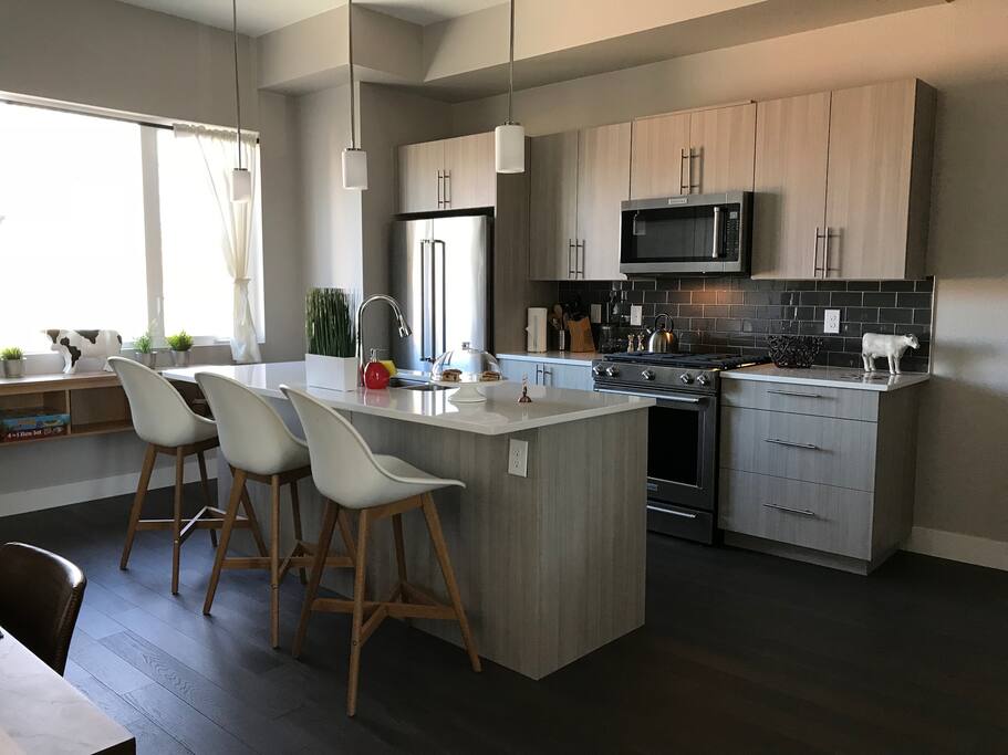 Main living area connected to the open kitchen