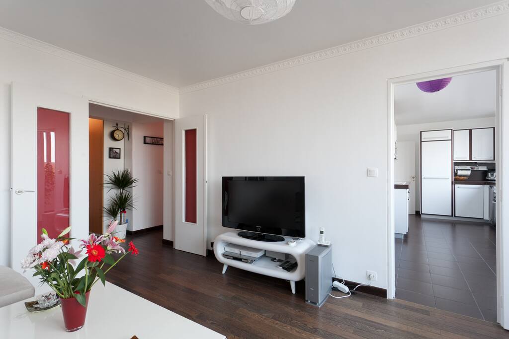 The living room is connected to the big kitchen
