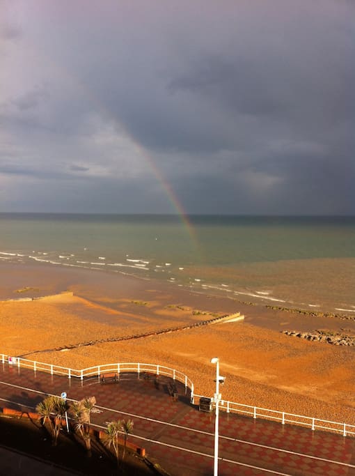 View of the sea from the flat - a rainbow
