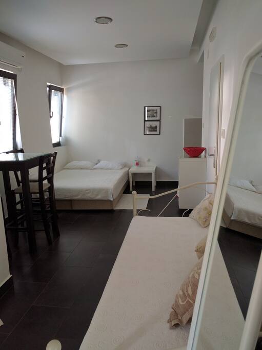 sofa bed and mirror