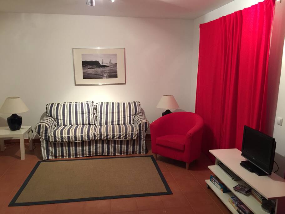 living room with double sofa bed